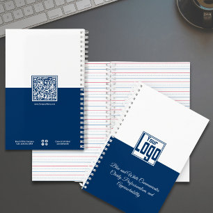Minimaal blauw en wit motto voor kleine bedrijven notitieboek