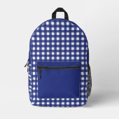 Minimaal Blauw en Wit Plaid Patroon Bedrukte Rugzak (Voorkant)