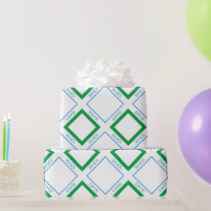 Minimaal Blauw Groen Grote Diamant Japanse tekst Cadeaupapier