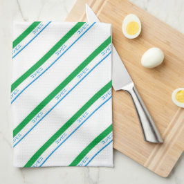 Minimaal blauw groen medium streep Japanse tekst Theedoek