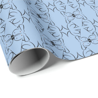 Minimaal Blauw Symmetrisch Patroon | Abstract Dier Cadeaupapier