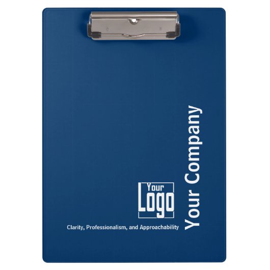 Minimaal blauw wit Logo Motto Small Business Klembord (Voorkant)