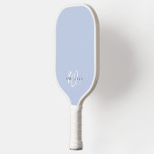 Minimaal Blauw Wit Script Monogram Pickleball Paddle (Links)