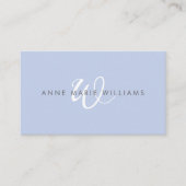 Minimaal Blauw Wit Script Monogram Zakelijk Visitekaartje (Voorkant)