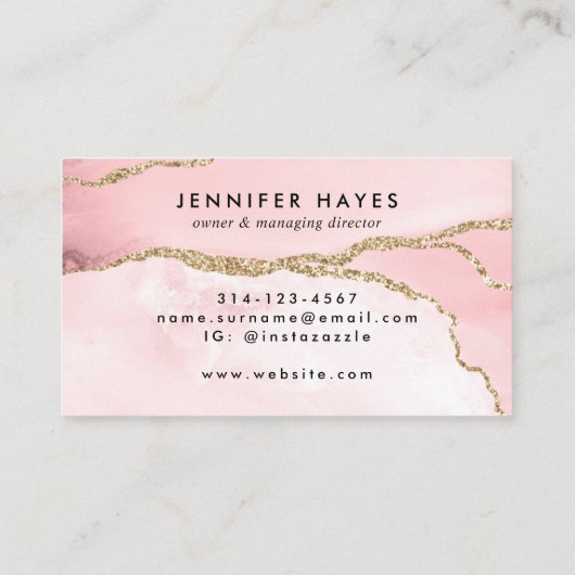 Minimaal bleekroze goudkleurig bruistablet visitekaartje (Achterkant)