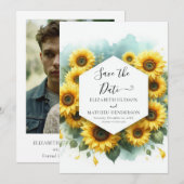 Minimaal Bloom Zonnebloem Huwelijk Save The Date (Voorkant / Achterkant)