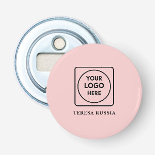 Minimaal Blush Aangepast Zakelijk Logo Promotionee Button Flesopener