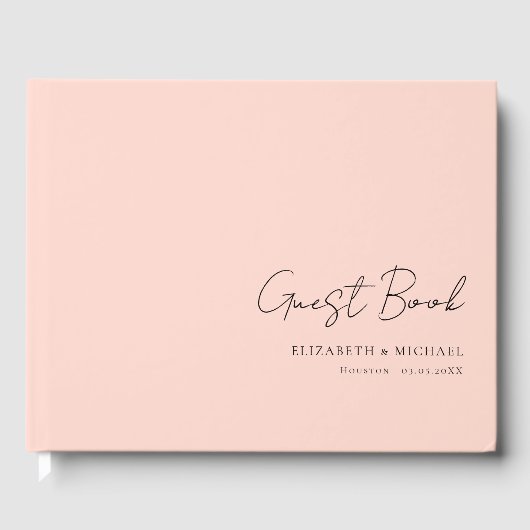 Minimaal, Blush Handschrift Script Bruiloft Gastenboek (Voorkant)
