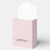 Minimaal Blush Pink Girly Monogram Name Script Bedankdoosjes (Geopend)
