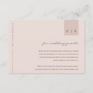 MINIMAAL BLUSH PINK TYPOGRAPHY WEDDING DETAILS INFORMATIEKAARTJE