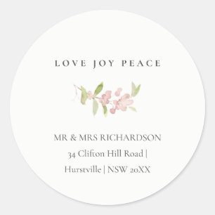 MINIMAAL BLUSH ROOS PINK LOVE PEACE JOACE ADRES RONDE STICKER