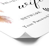 Minimaal Boho Floral Wedding Wifi Poster (Hoek)