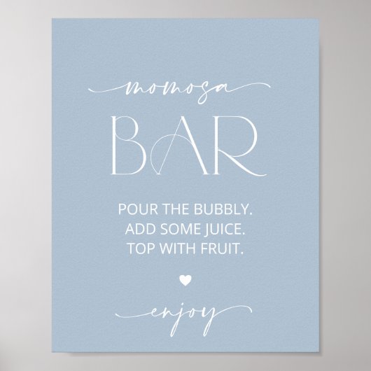 Minimaal Boho, Modern, Stoffig Blauw, Momosa Bar Poster (Voorkant)