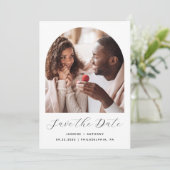 Minimaal Boho Photo Arch Script Zwart-wit Save The Date (Staand voorkant)