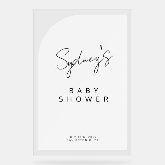 Minimaal boogvormpenseel Script-Baby shower Acryl Bord (Voorkant)