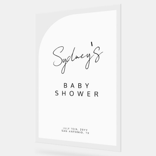 Minimaal boogvormpenseel Script-Baby shower Acryl Bord (Hoek)