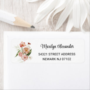Minimaal Bord Roze Stilleven Bloemen Retouradres Etiket