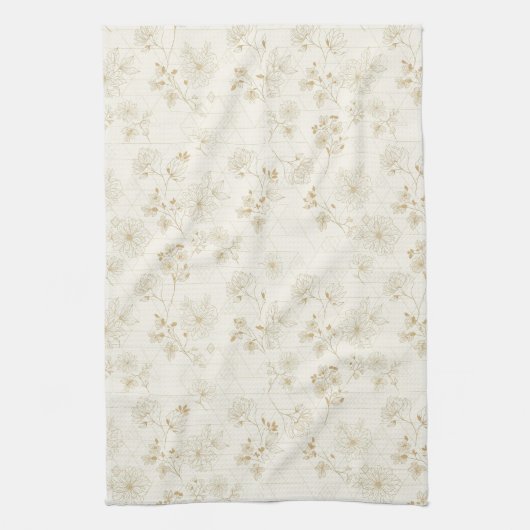 Minimaal botanisch lijnkunstpatroon (2) theedoek (Verticaal)