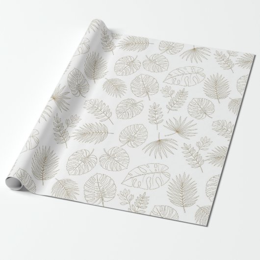 Minimaal botanisch lijnkunstpatroon (5) cadeaupapier (Uitgerold)