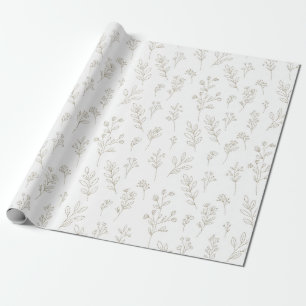 Minimaal botanisch lijnkunstpatroon (9) cadeaupapier
