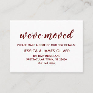 Minimaal Bourgondië op witte "we hebben verplaatst Visitekaartje