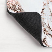 Minimaal brandend Roos Gold Copper Marble White Muismat (Hoek)