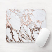 Minimaal brandend Roos Gold Copper Marble White Muismat (Met muis)