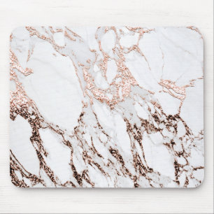 Minimaal brandend Roos Gold Copper Marble White Muismat