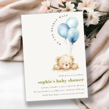 Minimaal Chic Blue Bearly Wachtballon Baby shower