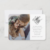 Minimaal Chic Monogram 2 Photo Wedding Bedankkaart (Voorkant)