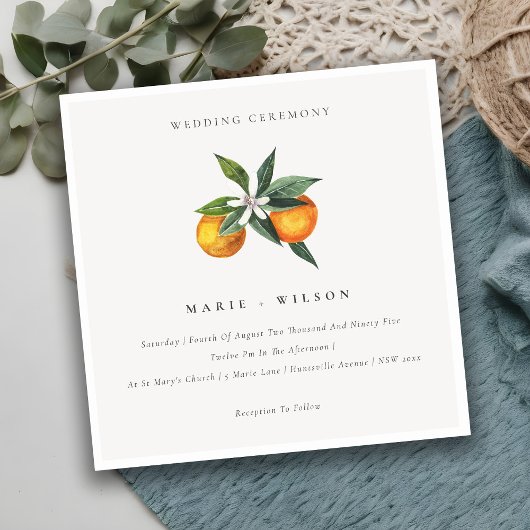 Minimaal Chic Oranje Boho Botanical Wedding Invite Bedankkaart