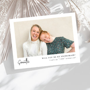 Minimaal Chic Script Foto Bruidsmeisje Voorstel