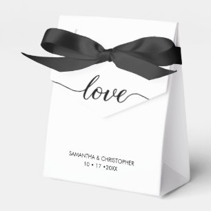 Minimaal Chic Zwart Wit bruiloft liefde script Bedankdoosjes