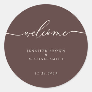 Minimaal Chocolade Bruine Welkom Ronde Sticker