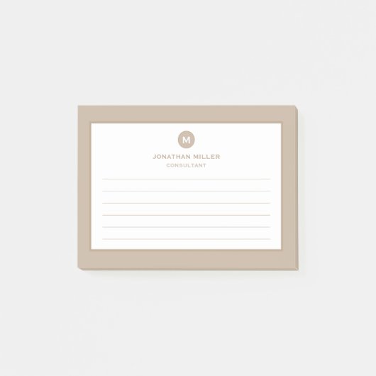 Minimaal Classic Monogram Lijnbeige Post-it® Notes (Voorkant)