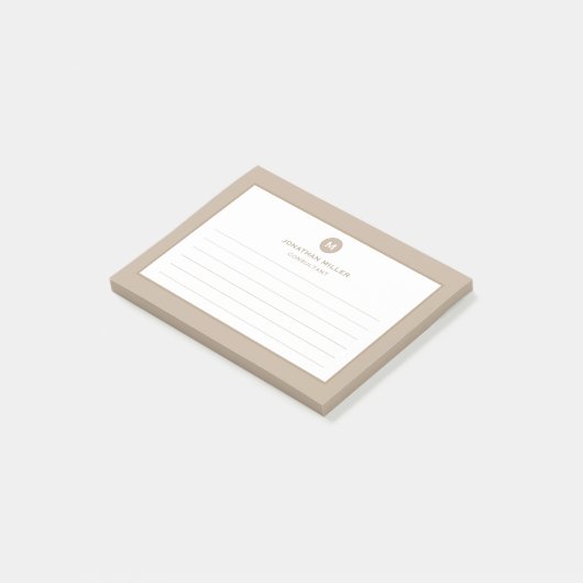 Minimaal Classic Monogram Lijnbeige Post-it® Notes (Schuin)
