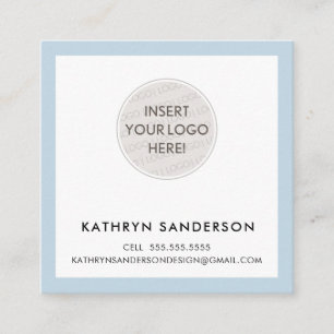 MINIMAAL CUSTOM LOGO modern bleek blauw zwart zwar Vierkante Visitekaartje