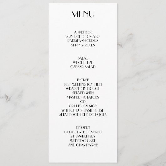 Minimaal deco menu voor de bruiloft (Voorkant)