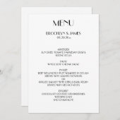 Minimaal Deco witte trouwmenu kaart (Voorkant / Achterkant)