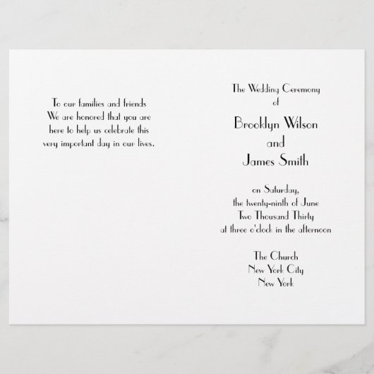 Minimaal Deco Witte Trouwprogramma (Voorkant)