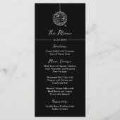 Minimaal discobal | zwarte bruiloft menu (Voorkant)