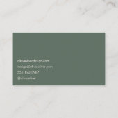 Minimaal Donker Sage Script Kalligrafie Chic Moder Visitekaartje (Achterkant)