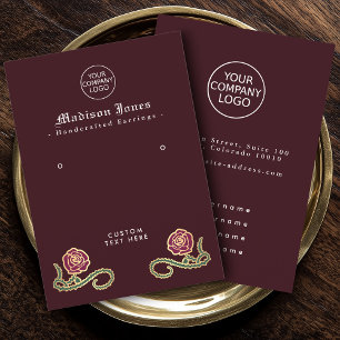 Minimaal doorn Roos gotische rode oorbel display Visitekaartje