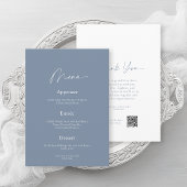 Minimaal Dusty Blue Wedding Menu & Dank u kaart
