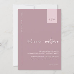 MINIMAAL DUSTY ROOS PINK TYPOGRAPHY WEDDING INVITA KAART