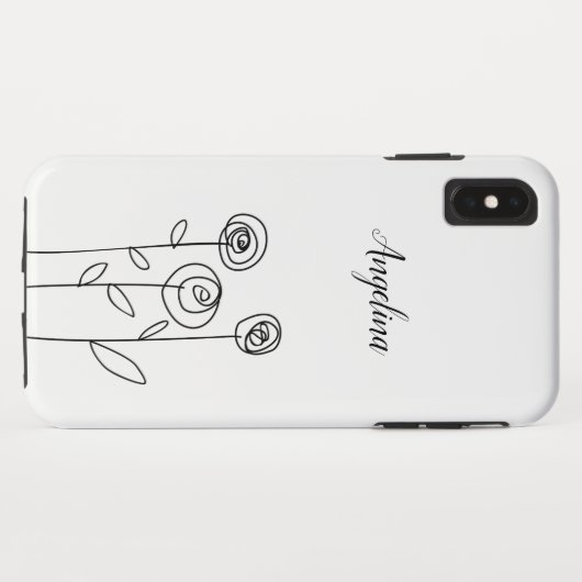 Minimaal eenvoudig bloemen tekenen Case-Mate iPhone case (Achterkant (horizontaal))