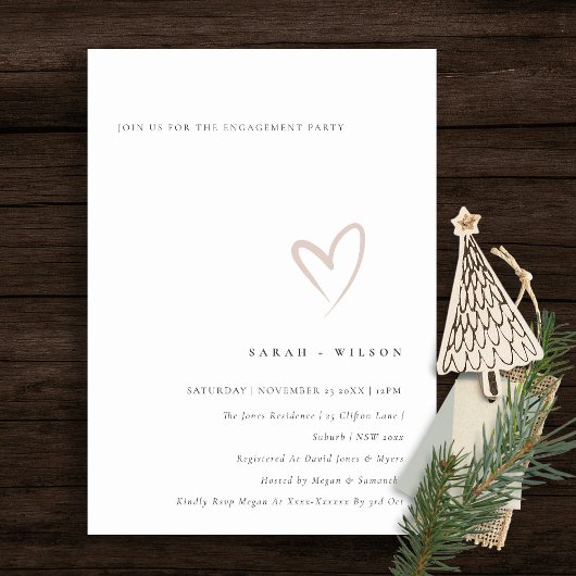 Minimaal eenvoudig Blush roze Verloving voor hart Bedankkaart