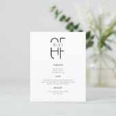 Minimaal eenvoudig monogram modern wit Diner Menu (Staand voorkant)