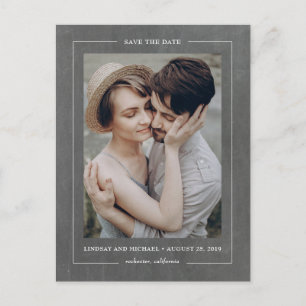 Minimaal elegant alkboard sparen de Datum Foto Aankondigingskaart