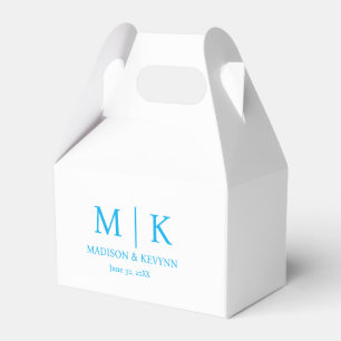 Minimaal & Elegant Blauw Monogram Huwelijk Bedankdoosjes